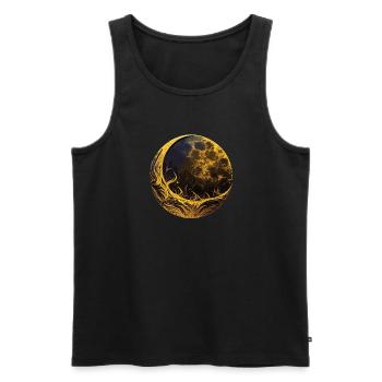 Mondphasen Vollmond Sterne Raum Mond Nacht - Männer Premium Bio Tank Top - Schwarz - Vorne - Michal (187cm)
