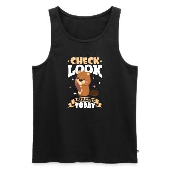 Beaver Fan Beaver Lover Funny Beaver Gift - Men's Premium Organic Tank Top - black - Front - AI Model Male 178 light (178cm)