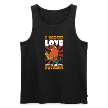 Beaver Fan Beaver Lover Funny Beaver Gift - Men's Premium Organic Tank Top - black - Front - AI Model Male 178 light (178cm)