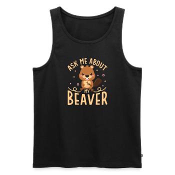 Beaver Fan Beaver Lover Funny Beaver Gift - Men's Premium Organic Tank Top - black - Front - AI Model Male 178 light (178cm)