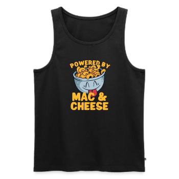 MAC AND CHEESE GIFT: powered by mac & cheese - Men's Premium Organic Tank Top - black - Front - AI Model Male 178 light (178cm)