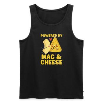 MAC AND CHEESE GIFT: powered by mac & cheese - Men's Premium Organic Tank Top - black - Front - AI Model Male 178 light (178cm)