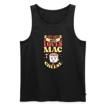 MAC AND CHEESE GIFT: powered by mac & cheese - Men's Premium Organic Tank Top - black - Front - AI Model Male 178 light (178cm)