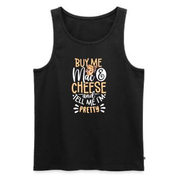 MAC AND CHEESE GIFT: powered by mac & cheese - Men's Premium Organic Tank Top - black - Front - AI Model Male 178 light (178cm)