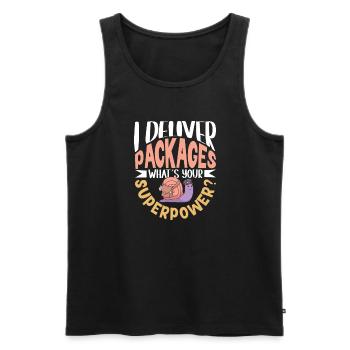 Postal clerk Postlady Postman Post Office - Men's Premium Organic Tank Top - black - Front - AI Model Male 178 light (178cm)