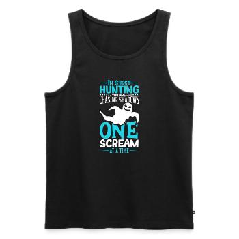 Recherche paranormale Halloween Ghost Hunter - Débardeur bio Premium Homme - noir - Devant - Michal (187cm)