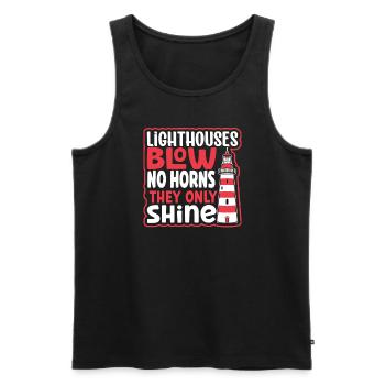 Phare Bord de mer Nautique I Love Phare - Débardeur bio Premium Homme - noir - Devant - AI Model Male 178 light (178cm)
