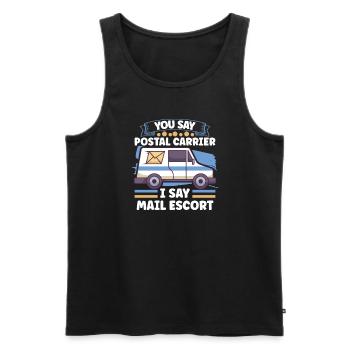 Postal clerk Postlady Postman Post Office - Men's Premium Organic Tank Top - black - Front - AI Model Male 178 light (178cm)