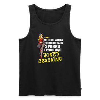 Female Welder Funny - Men's Premium Organic Tank Top - black - Front - Michal (187cm)