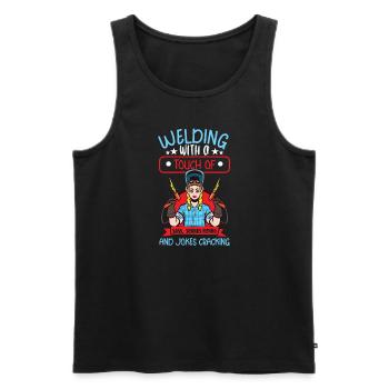 Female Welder Funny - Men's Premium Organic Tank Top - black - Front - Michal (187cm)