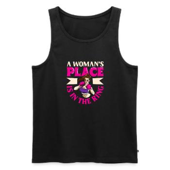 Boxe féminine Boxe féminine Boxeuse féminine - Débardeur bio Premium Homme - noir - Devant - AI Model Male 178 light (178cm)