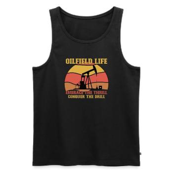 Oilfield Wife Roughneck Oil Drilling Frac crew - Men's Premium Organic Tank Top - black - Front - AI Model Male 178 light (178cm)