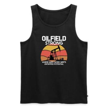 Oilfield Wife Roughneck Oil Drilling Frac crew - Men's Premium Organic Tank Top - black - Front - AI Model Male 178 light (178cm)