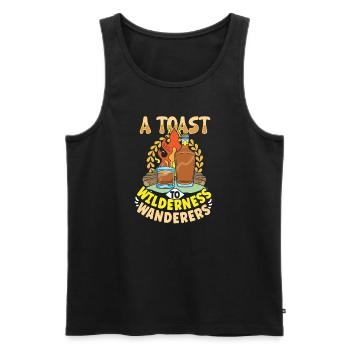 Campfire Nights Whisky Delights Outdoor Adventure - Men's Premium Organic Tank Top - black - Front - Michal (187cm)