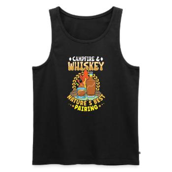 Campfire Nights Whisky Delights Outdoor Adventure - Men's Premium Organic Tank Top - black - Front - Michal (187cm)