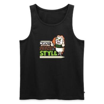 Funny Unhappy Sushi Japanese food Miso-Unhappy - Männer Premium Bio Tank Top - Schwarz - Vorne - AI Model Male 178 light (178cm)