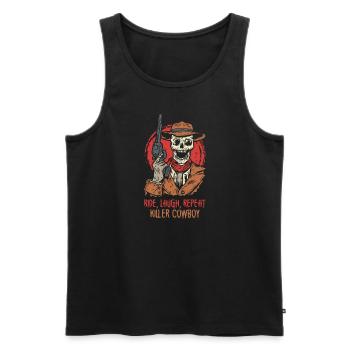 Spooky Horror Western Cowboy Rider Rodeo Country - Débardeur bio Premium Homme - noir - Devant - Michal (187cm)