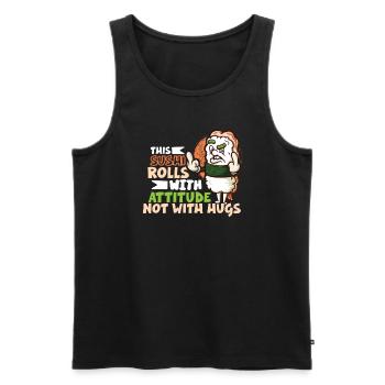 Funny Unhappy Sushi Japanese food Miso-Unhappy - Männer Premium Bio Tank Top - Schwarz - Vorne - AI Model Male 178 light (178cm)