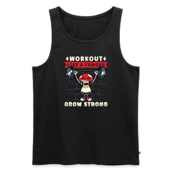 Funny Mushroom Fitness Gym Workout Power - Débardeur bio Premium Homme - noir - Devant - Michal (187cm)