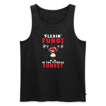 Funny Mushroom Fitness Gym Workout Power - Débardeur bio Premium Homme - noir - Devant - Michal (187cm)
