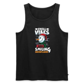 Funny Snowman Season Winter Christmas Snowman Joy - Men's Premium Organic Tank Top - black - Front - AI Model Male 178 light (178cm)