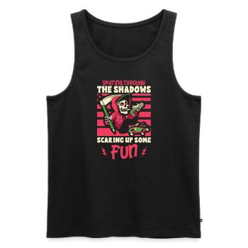 Gruseliger Skating Skeleton Skater Hallowen Horror - Männer Premium Bio Tank Top - Schwarz - Vorne - Michal (187cm)