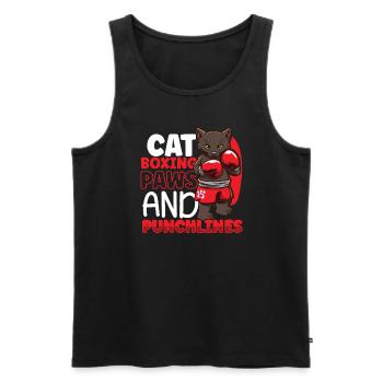 Cat Boxing Ring Boxer Gloves Boxing Fighter - Men's Premium Organic Tank Top - black - Front - AI Model Male 178 light (178cm)
