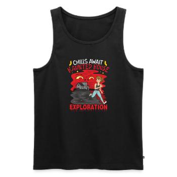 Horror Paranormal Haunted House Creepy Halloween - Men's Premium Organic Tank Top - black - Front - Michal (187cm)
