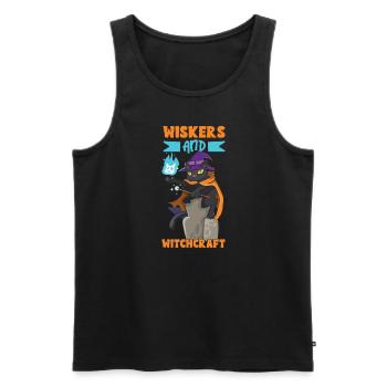 Katze Hexe Okkult Gothic Dunkel Satanisch - Männer Premium Bio Tank Top - Schwarz - Vorne - Michal (187cm)
