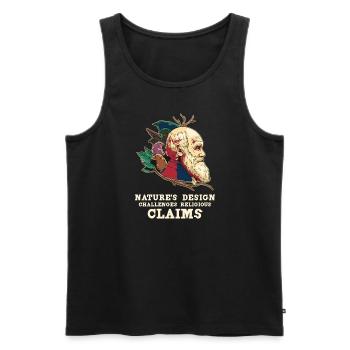 Charles Darwin Athéisme athée - Débardeur bio Premium Homme - noir - Devant - Michal (187cm)