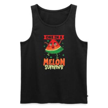 Pastèque Funny Fruit Drôle de dicton - Débardeur bio Premium Homme - noir - Devant - AI Model Male 178 light (178cm)