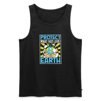 Changement climatique Environnement Jour de la Terre Planète - Débardeur bio Premium Homme - noir - Devant - Michal (187cm)