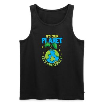 Changement climatique Environnement Jour de la Terre Planète - Débardeur bio Premium Homme - noir - Devant - Michal (187cm)