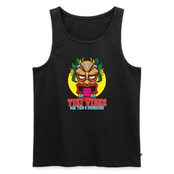 Tiki Mask Hawaiian Decor Luau Party - Débardeur bio Premium Homme - noir - Devant - AI Model Male 178 light (178cm)