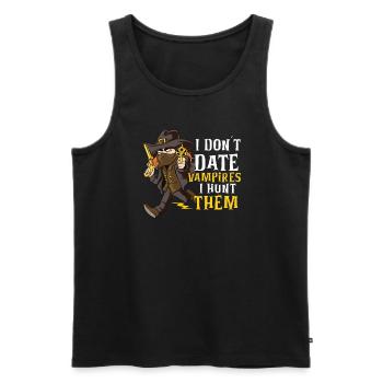 Vampire Hunter, Undead Slayer, Stake and Cross - Men's Premium Organic Tank Top - black - Front - AI Model Male 178 light (178cm)