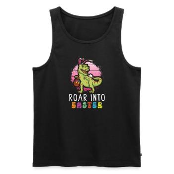 Easter T-rex Dinosaur Easter Funny T-rex - Men's Premium Organic Tank Top - black - Front - Michal (187cm)