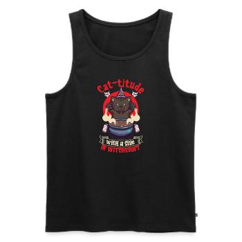 Katze Hexe Okkult Gothic Dunkel Satanisch - Männer Premium Bio Tank Top - Schwarz - Vorne - Michal (187cm)