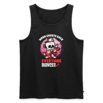Funny Horror Spooky Guitar Guitarist Ghostly - Men's Premium Organic Tank Top - black - Front - AI Model Male 178 light (178cm)