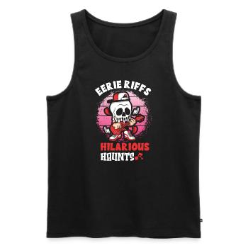 Funny Horror Spooky Guitar Guitarist Ghostly - Men's Premium Organic Tank Top - black - Front - AI Model Male 178 light (178cm)
