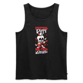 Funny Horror Spooky Guitar Guitarist Ghostly - Men's Premium Organic Tank Top - black - Front - AI Model Male 178 light (178cm)