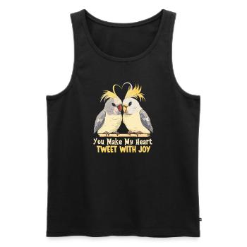 Saint-Valentin Tourterelles Motif Oiseau Romantique - Débardeur bio Premium Homme - noir - Devant - Michal (187cm)