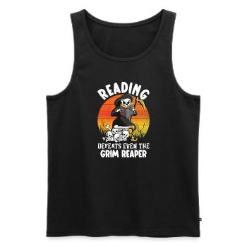Reading Grim Reaper book lover literature, - Men's Premium Organic Tank Top - black - Front - Michal (187cm)