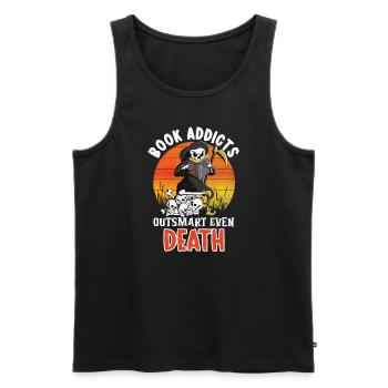 Reading Grim Reaper book lover literature, - Men's Premium Organic Tank Top - black - Front - Michal (187cm)