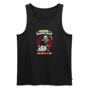 Reading Grim Reaper book lover literature, - Men's Premium Organic Tank Top - black - Front - Michal (187cm)