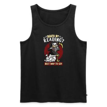 Reading Grim Reaper book lover literature, - Men's Premium Organic Tank Top - black - Front - Michal (187cm)