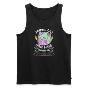 Zombie Cat Undead Kitty Horror Meow Creepy - Men's Premium Organic Tank Top - black - Front - AI Model Male 178 light (178cm)