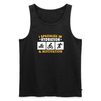 Triathlon Swim Bike Run Triathlete Sport Gift - Men's Premium Organic Tank Top - black - Front - Michal (187cm)