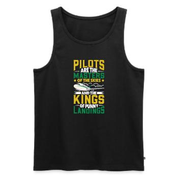Pilot Aviation Airplane Airline Future Pilots - Men's Premium Organic Tank Top - black - Front - AI Model Male 178 light (178cm)