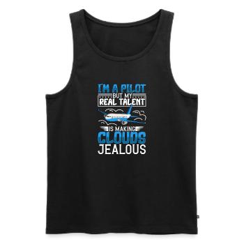 Pilot Aviation Airplane Airline Future Pilots - Men's Premium Organic Tank Top - black - Front - AI Model Male 178 light (178cm)
