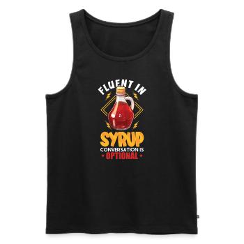 Maple syrup Canada tradition and cones - Men's Premium Organic Tank Top - black - Front - AI Model Male 178 light (178cm)